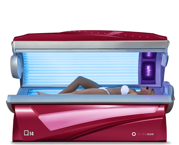 Woman laying on top of a Q14 sunbed