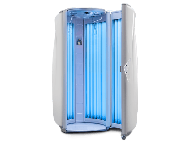 Ultrasun E5 upright sunbed in Dream White Metallic