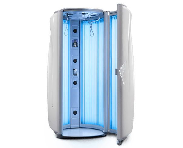 Ultrasun E7 upright sunbed in Dream White Metallic