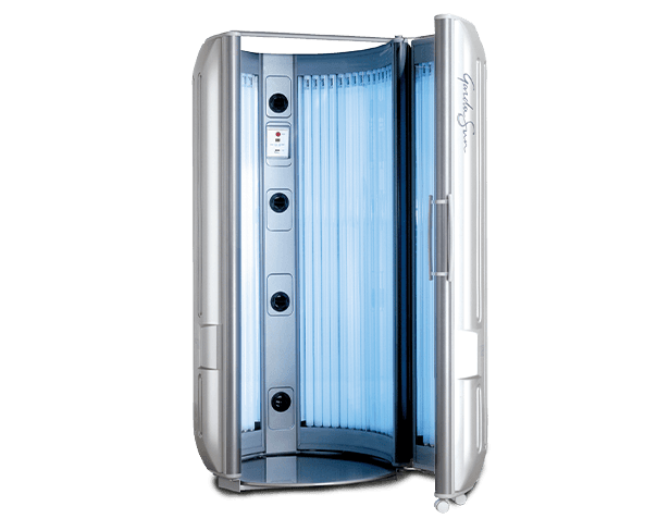 Ultrasun Garda Sun 7000 pre-owned upright sunbed in Sunny Silver Metallic