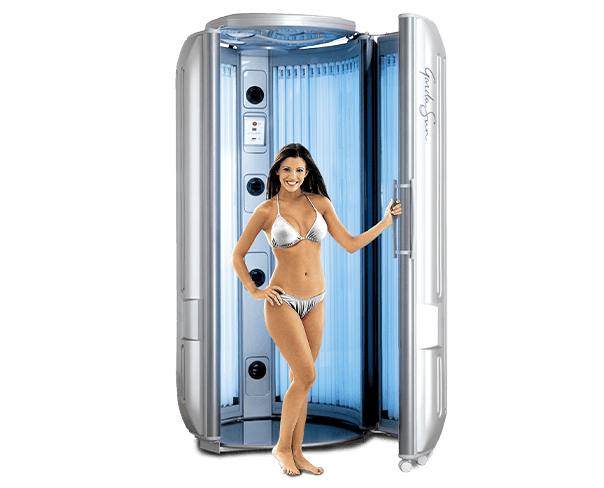 Ultrasun Garda Sun 8000 pre-owned upright sunbed in Sunny Silver Metallic